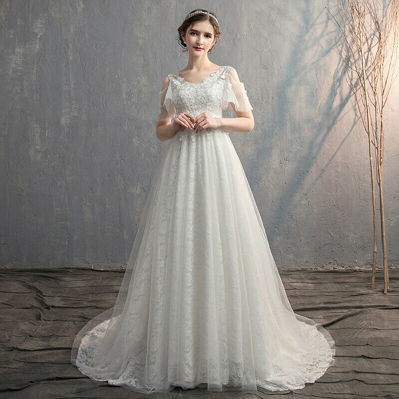 ウェディングドレス aラインドレス 二次会 花嫁 パーティードレス 披露宴 ブライダル 結婚式 wedding dress ロングドレス トレーン 演奏会 春夏秋冬 大きいサイズ|小きいサイズ