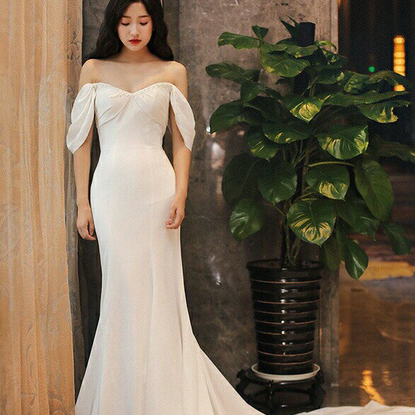 ウエディングドレス フォーマルドレス aライン ロングドレス 花嫁 二次会 パーティードレス 結婚式 披露宴 wedding dress ブライダル ロングドレス 演奏会 白 シンプルドレス 手作り フォーマル サテンドレス 大きいサイズ|小きいサイズ