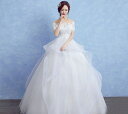 姫風 マタニティドレス ウェディングドレス 半袖 花嫁 ドレス 結婚式 ウエディングドレス ブライダル 二次会 パーティードレス 披露宴 マタニティ エンパイア ロングドレス オフショルダー 手作り 大きいサイズ(4)