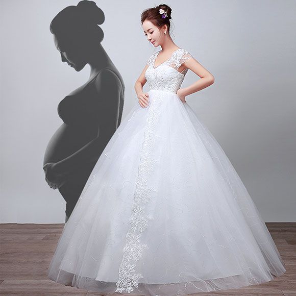 姫風 ウェディングドレス マタニティ 花嫁 ドレス 結婚式 ウエディングドレス マタニティドレス 二次会 フォーマル マタニティ エンパイア ブライダル パーティードレス ロングドレス 披露宴 手作り 着痩せ 大きいサイズ
