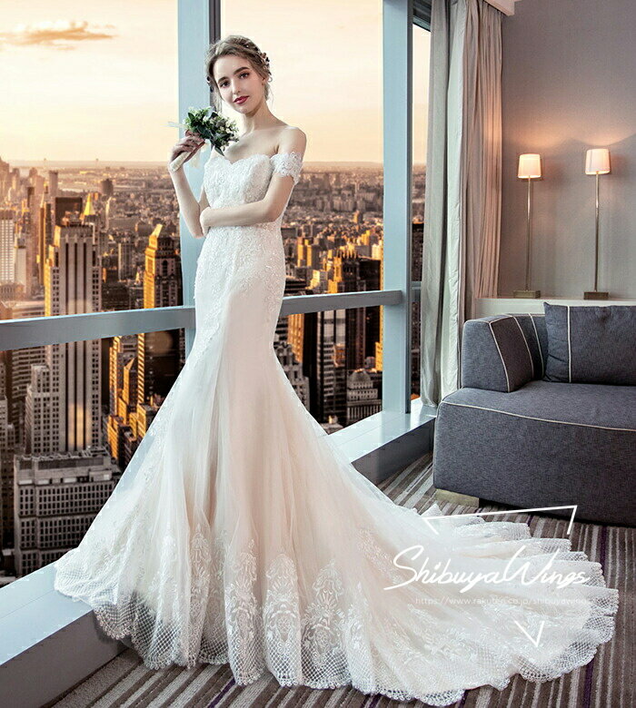 マーメイドライン ウエディングドレス パーティードレス 発表会 二次会 ベアトップ 大きいサイズ 小きいサイズ wedding dress 花嫁 ウェデイングドレス