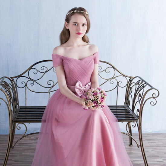 ブライズメイドドレス カラードレス ロングドレス 袖あり 結婚式 ウェディングドレス パーティドレス 二次会 パーティー ワンピース 披露宴 女の子 ワンピース ロングドレス ベアトップ 演奏会 コンサート サッシュリボン