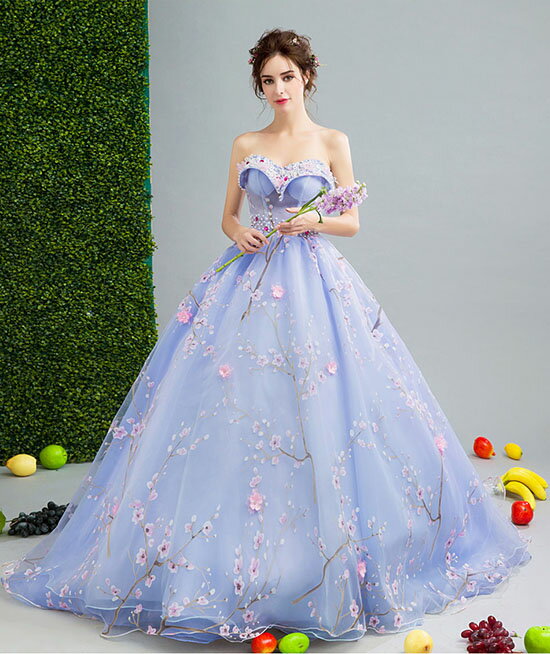 ウェディングドレス カラードレス ベアトップ 演奏会 カラードレス コンサート 結婚式 発表会 ロングドレス 披露宴 ウェディングドレス プリンセスライン 二次会 ステージ衣装 水色 可愛い姫系