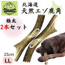 北海道エゾ鹿角 2本セット【極太LLサイズ 約25cm 大型犬用】 噛み応えバツグン! 犬のおもちゃ 犬のおやつ 鹿のツノ【Shicanta シカンタ】