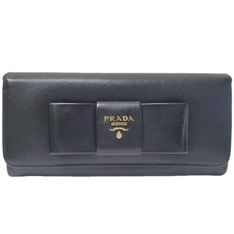 PRADA プラダ サフィアーノ レザー 長財布 1M1132 ブラック 【中古良品】 レディース ブランド 32404K346