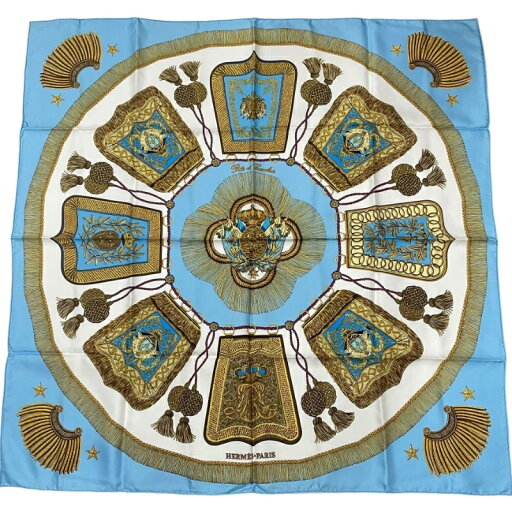 HERMES エルメス カレ90 POSTE ET CAVALERIE ブルー シルク スカーフ ユニセックス 【中古】 12506K18 HERMES エルメス カレ90 POSTE ET CAVALERIE ブルー シルク スカーフ ユニセックス 【中古】 12506K18
