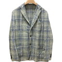 BOGLIOLI ボリオリ チェック柄 薄手ジャケット COAT リネン45%、シルク35%、コットン20% ライトグリーン系 【中古】 22504K404