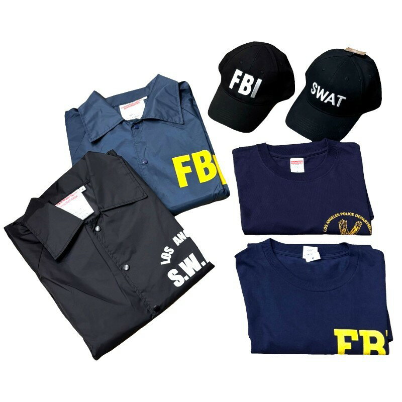 6点セット まとめ FBI SWAT ロゴ ウインドブレイカー / Tシャツ / ベースボールキャップ ブラック ネイビー Mサイズ 【中古】 52508K55
