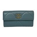 CHANEL 19 ロングフラップ ウォレット AP0955 ブルー系 ラムスキン 長財布 レディース 【中古】 42508K179(4)