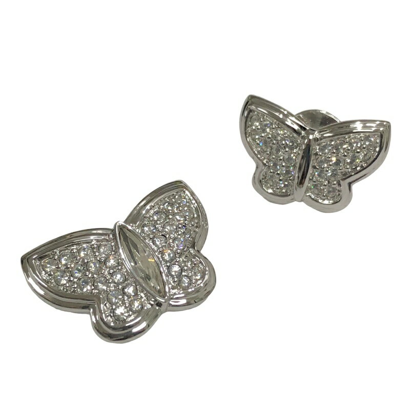 2点入り SWAROVSKI スワロフスキー ブローチ バタフライチャーム パピヨン 蝶 シルバーカラー アクセサ..