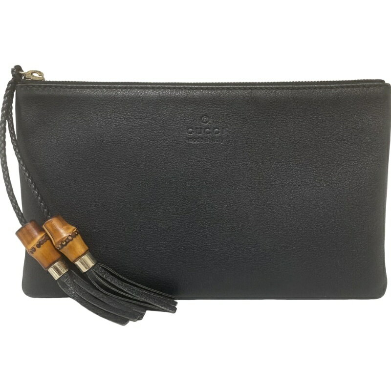 GUCCI グッチ バンブータッセルクラッチバッグ 376854 ブラック レザー クラッチバッグ メンズ 【中古】 12510K49
