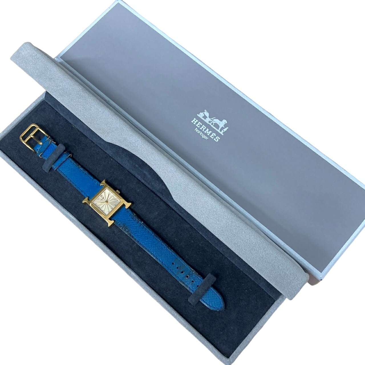 HERMÈS エルメス Hウォッチ HH1.201 腕時計レディース クオーツ ゴールド文字盤 稼働品 【中古】 12510K162(2)