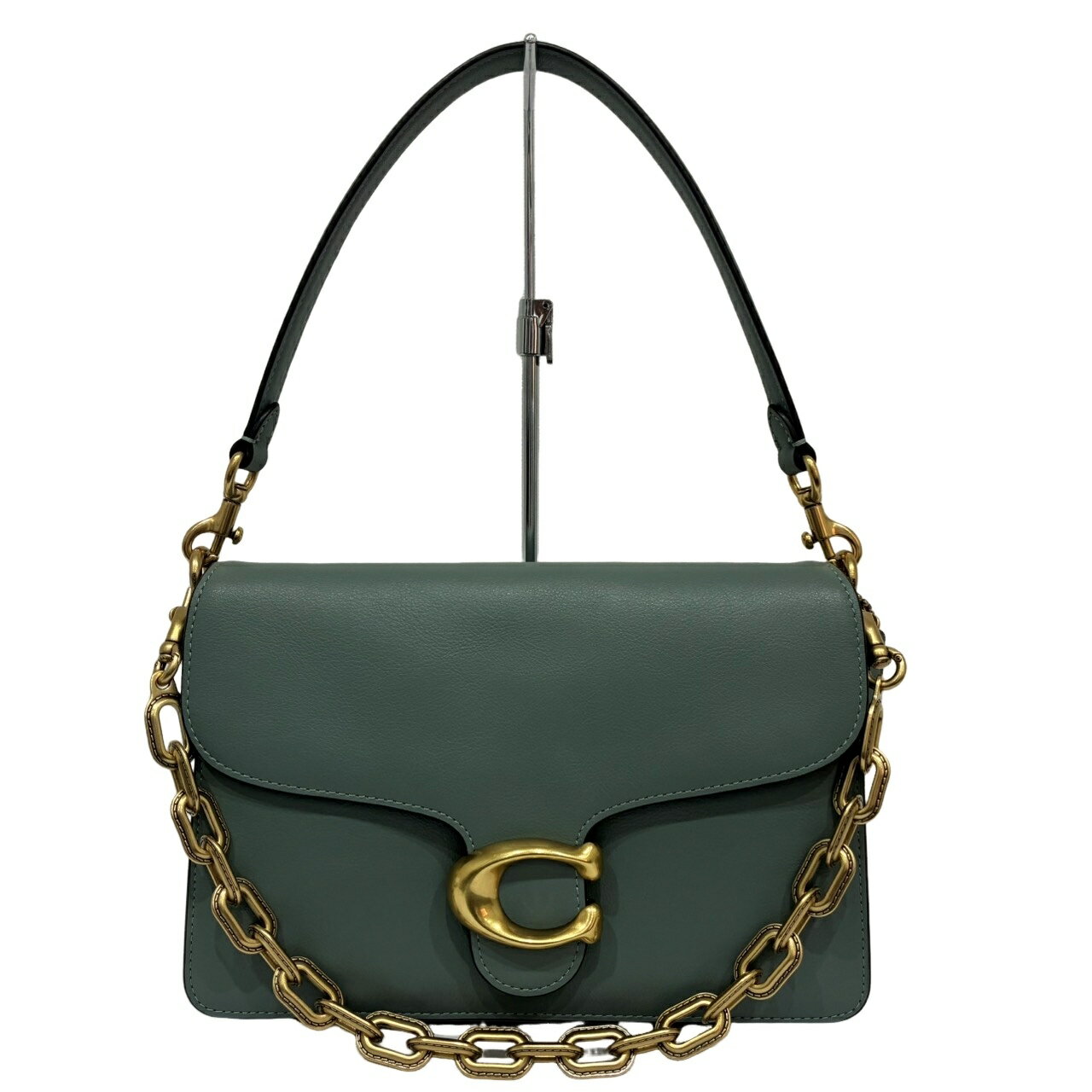 COACH コーチ チェーン タビー ショルダーバッグ CY919 B4/OL ブラス/オリーブ レザー レディース 【未使用品】 12601K425