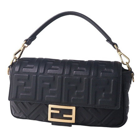 ◆ミウラ◆フェンディ FENDI マンマ バゲット ミディアム 2WAY ショルダーバッグ 8BR600 ブラック レザー【中古】【smtb-TD】【saitama】