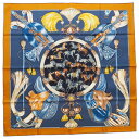◆ミウラ◆ エルメス HERMES カレ90 CAVAL CADES 騎馬行進 スカーフ 2022年秋冬 オークル ブルーアルドワーズ シルク100% 新品【s...