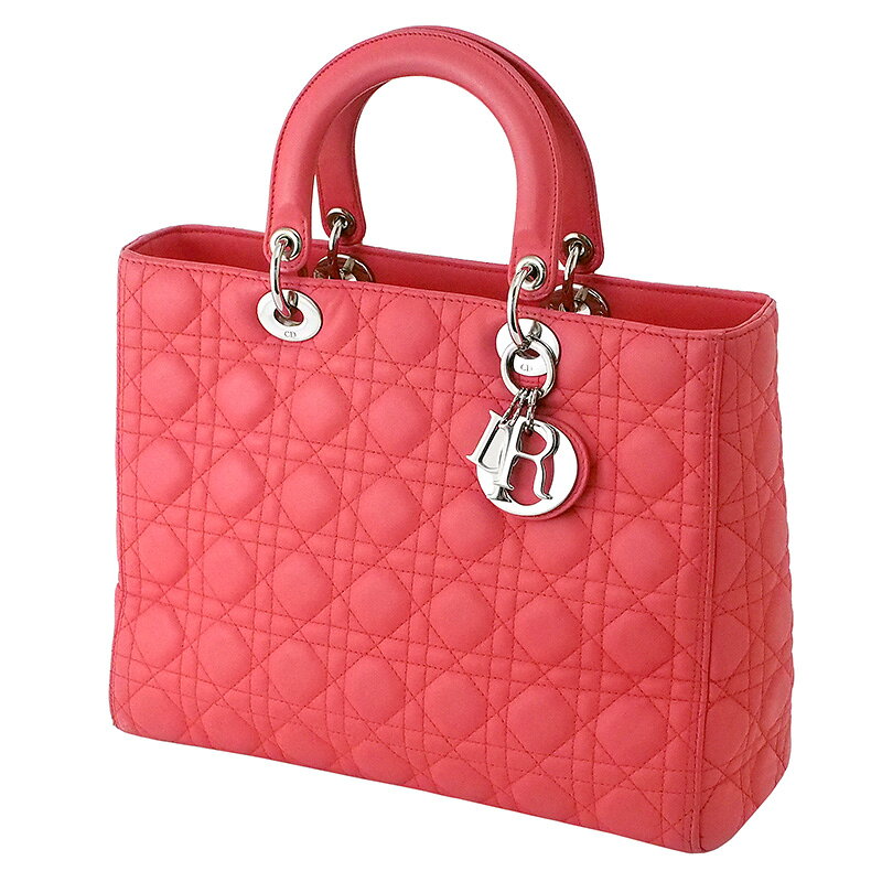 ◆ミウラ◆ 【大幅値下げ！】クリスチャン・ディオール Christian Dior レディディオール ラージ カナージュ 2WAYバッグ ピンク シルバー【中古】【smtb-TD】【saitama】