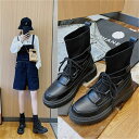 ブラック ショートブーツ レディース ブーツ 厚底靴 おしゃれ カジュアル 紐結び 美脚 歩きやすい 防寒 滑り止め アウトドア かっこいい ホワイトデー TH...