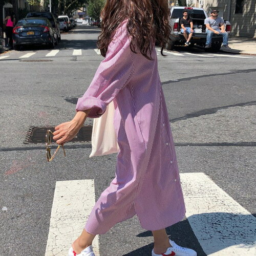 ワンピース 夏 レディース シャツワンピース ロングワンピース ロング丈 ストライプ 秋 冬 シンプル 春 きれいめ ロング 長袖 カジュアル 20代 30代 40代 上品 ゆったり 体型カバー 着痩せ おしゃれ シャツワンピ マキシワンピ 大きいサイズ プレゼント 母の日 THOM WILLS