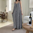 ワンピース 夏 レディース キャミソールワンピース ロング 秋 チェック チェック柄 インナー マキシ ノースリーブワンピース ノースリーブ インナーワンピース ペチコート キャミワンピ キャミソール ミディアム 夏 ゆったり 20代 30代 40代 きれいめ おしゃれ THOM WILLS