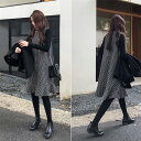 THOM WILLS セットアップ レディース 秋 冬 2点セット ニットワンピース レディース セットアップ スカート40代 秋 冬 チェック柄 セーター 長...