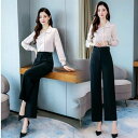 THOM WILLS セットアップ レディース 秋 冬 セットアップ レディース 春 ワイドパンツ 2点セット フォーマル シャツ パンツドレス 結婚式 二次会...