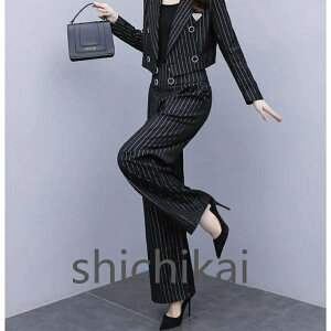 【楽天スーパーSALE★10%OFF】セットアップ レディース 秋 冬 セットアップ パンツスーツ レディース ストライプ ワイドパンツ 40代 スーツ 成人式 入学式 卒業式 フォーマル 上品 パンツドレス通販