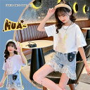 キッズ ワンピース チュニック 半袖 韓国子供服 女の子 ワンピ 花柄 トップス+スカート2点セット 韓国 子ども服 春 夏 110-160cm ホワイトデー
