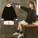 ワンピース キッズ 長袖 子供服 女の子 春秋 キッズワンピース ロングTシャツ フード付き 子供ドレス ジュニア おしゃれ 可愛い カジュアル 小学生 新品 150 ホワイトデー