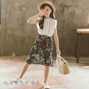 子供服 セットアップ 夏 女の子 キッズ 韓国子供服 上下セット シフォン トップス ノースリーブ ボトムス ガウチョパンツ 花柄 可愛い おしゃれ 通学着 通...