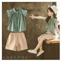 韓国こども服 セットアップ 子供服 上下 2点セット半袖Tシャツ トップス パンツ カジュアルパンツ サルエル 女の子 可愛いスタイル シンプル Tシャツ+パン...