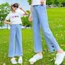 子供服 セットアップ 夏 韓国子供服 女の子 ジュニア キッズ 上下セット 2点セット 半袖 Tシャツ ガウチョパンツ デニムパンツ 可愛い おしゃれ 通学着 ...