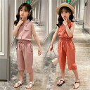子供服 セットアップ キッズ 女の子 ノースリーブ 2点セット 上下セット Tシャツ 薄手 ハーフパンツ おしゃれ カジュアル 涼しい 可愛い ジャージ 新品 ...