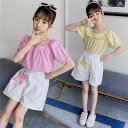 子供服 セットアップ キッズ 女の子 半袖 2点セット 上下セット Tシャツ 薄手 ショートパンツ おしゃれ カジュアル 涼しい 可愛い ジャージ 新品 ホワイ...