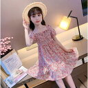 子供服 ワンピース 半袖 春夏 女の子 キッズワンピース シフォンワンピース 花柄 チュニック 子供ドレス ジュニア おしゃれ 可愛い 誕生日 新品 150cm 160cm ホワイトデー