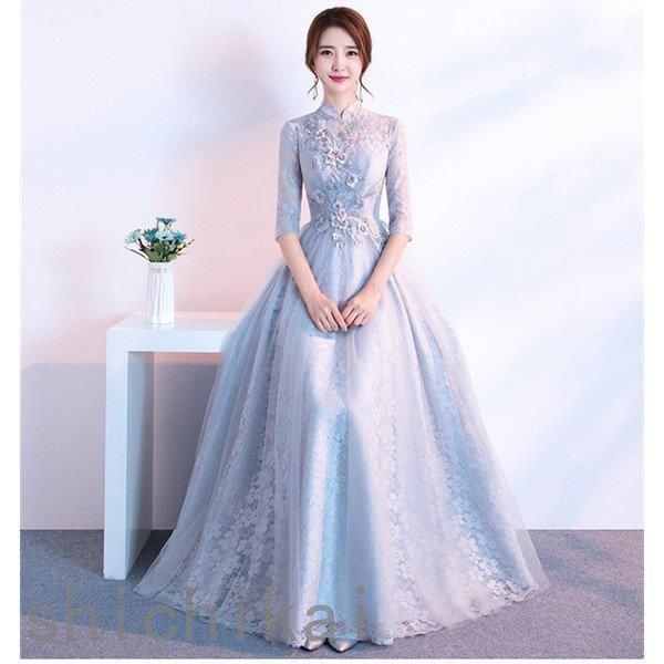 ロングドレス 演奏会 大人 発表会 パーティードレス 結婚式 ドレス 袖あり ウェディングドレス パーティー 二次会ドレス お呼ばれドレス 卒業会 同窓会 ホワイトデー THOM WILLS