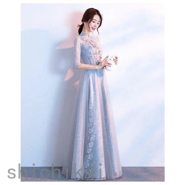 ロングドレス 演奏会 大人 発表会 パーティードレス 結婚式 ドレス 袖あり ウェディングドレス パーティー 二次会ドレス お呼ばれドレス 卒業会 同窓会 ホワイトデー THOM WILLS