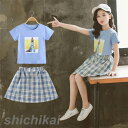 子供服 セットアップ キッズ 女の子 韓国子供服 上下セット 2点セット トップス 半袖 Tシャツ スカートセット 可愛い 春夏 通学着 通園着 ホワイトデー