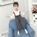 子供服 セットアップ キッズ 女の子 長袖 春秋 上下セット ブラウス シャツ デニムパンツ ロングパンツ サロペット ジュニア おしゃれ 可愛い カジュアル ...