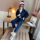子供服 セットアップ キッズ 女の子 長袖 秋 上下セット アウター デニムジャケット デニムパンツ ロングパンツ 長ズボン ジュニア おしゃれ 可愛い カジュ...