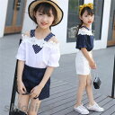 子供服 セットアップ キッズ 女の子 半袖 2点セット 上下セット Tシャツ 薄手 ショートパンツ おしゃれ カジュアル 涼しい 可愛い ジャージ 新品 ホワイ...