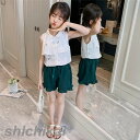 子供服 セットアップ キッズ 女の子 ノースリーブ 春夏 2点セット 上下セット Tシャツ 薄手 ショートパンツ おしゃれ カジュアル 涼しい 可愛い ジャージ...