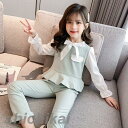 子供服 セットアップ キッズ 女の子 長袖 春秋 上下セット トップス ブラウス 蝶結び ロングパンツ 長ズボン ジュニア おしゃれ 可愛い カジュアル 女児 ...