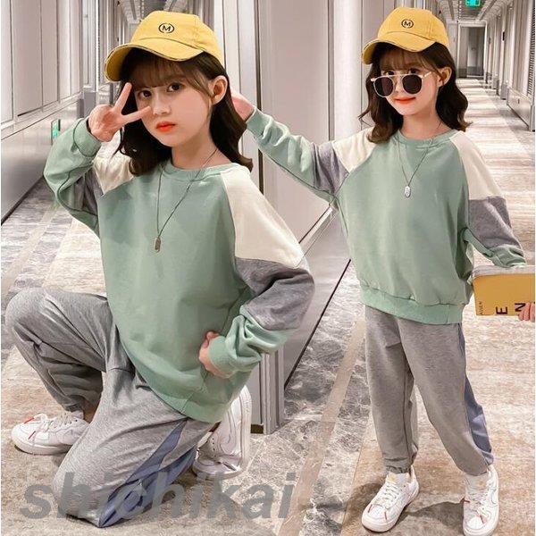 子供服 セットアップ キッズ 女の子 長袖 秋 上下セット Tシャツ ロングパンツ 長ズボン 子供ジャージ ..