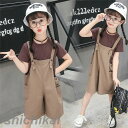 子供服 セットアップ キッズ 女の子 半袖 2点セット 上下セット Tシャツ 薄手 サロペット おしゃれ カジュアル 涼しい 可愛い ジャージ 新品 ホワイトデ...
