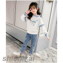子供服 セットアップ キッズ 女の子 長袖 春秋 上下セット ブラウス シャツ デニムパンツ ロングパンツ 長ズボン ジュニア おしゃれ 可愛い カジュアル 新...