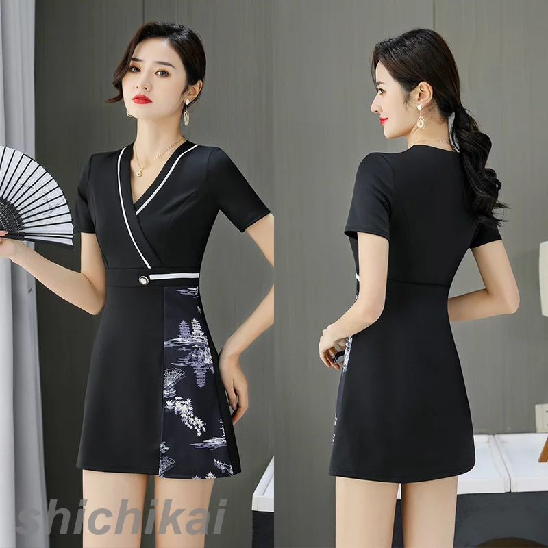 ユニフォーム エステ サロン通勤 レディース 女性 制服おしゃれ 半袖 ジャケットワンピース エステ ネイル 美容 サロン 制服 新しい足湯足湯技師の作業服セク...