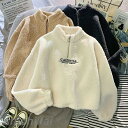 ラムズウール秋冬ショートハーフハイカラージップセーター女性新作中綿入り厚手ルーズ ホワイトデー THOM WILLS