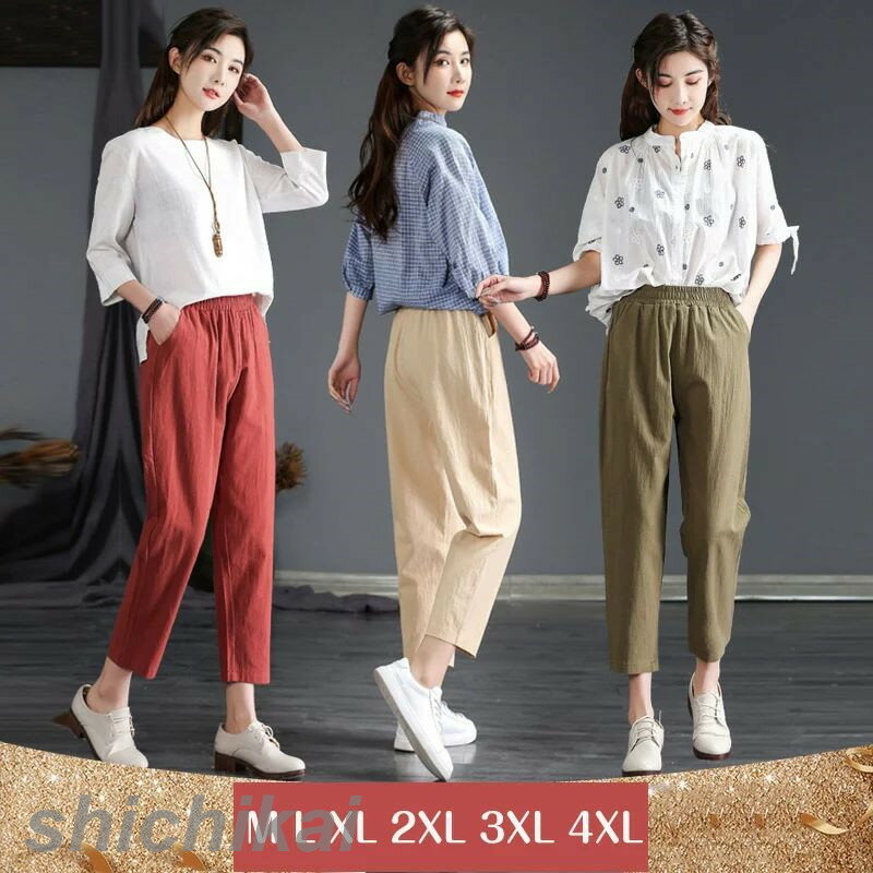 レディース ボトムス 長ズボン ロングパンツ 夏 9分丈 パンツ ストレートパンツ 綿麻 ポケット おしゃれ きれいめ カジュアル シンプル 無地 単色 ソリッドカラー 女性用 婦人用 ホワイトデー THOM WILLS