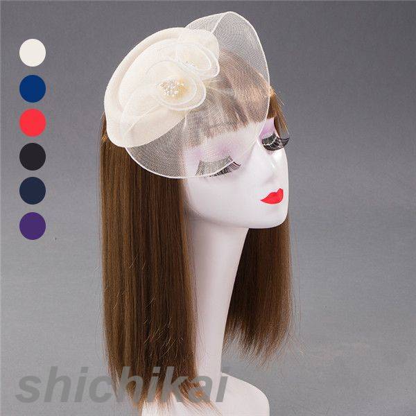 礼装帽子 ヘッドドレス トーク帽 ヘアアクセサリー ウェディングハット ミニ 帽子 チュール フラワー 小物 ブライダル小物 ウェディング パーティー 結婚式 二次会 披露宴 ヘアー ウール