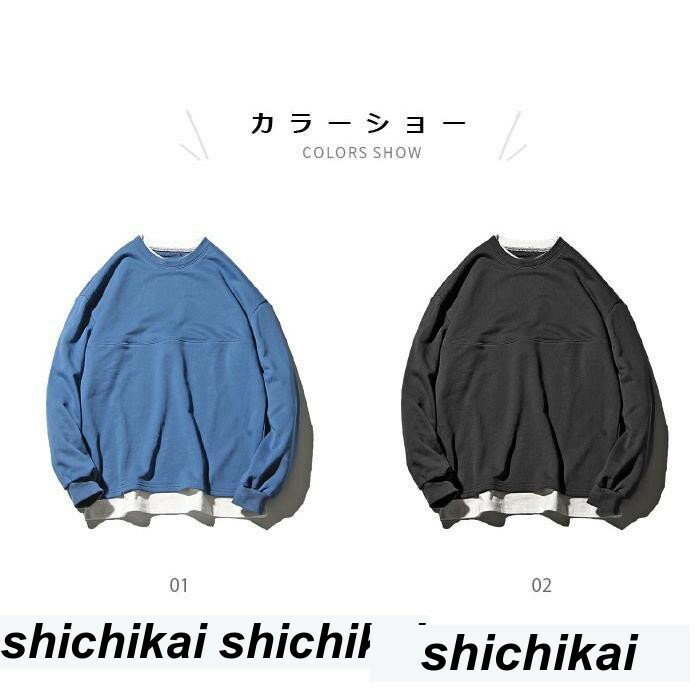 パーカー メンズ プルパーカー フェイクレイヤード カラーブラック ドロップショルダー カジュアル ルーズ 体型カバー プルオーバー トップス 春新作 プレゼント ギフト 父の日 彼氏